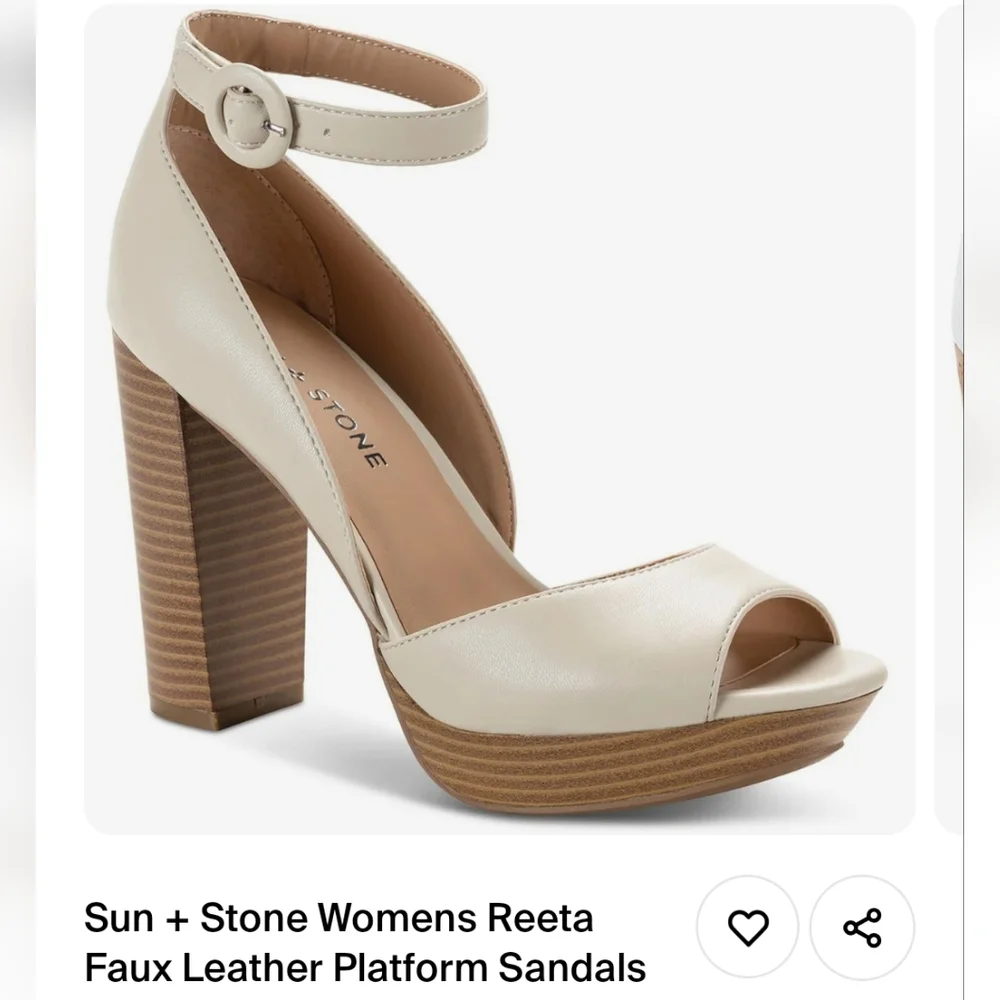 NIB Sun + Stone Faux Leather Platform Heels Size 9.5 Reeta Ivory